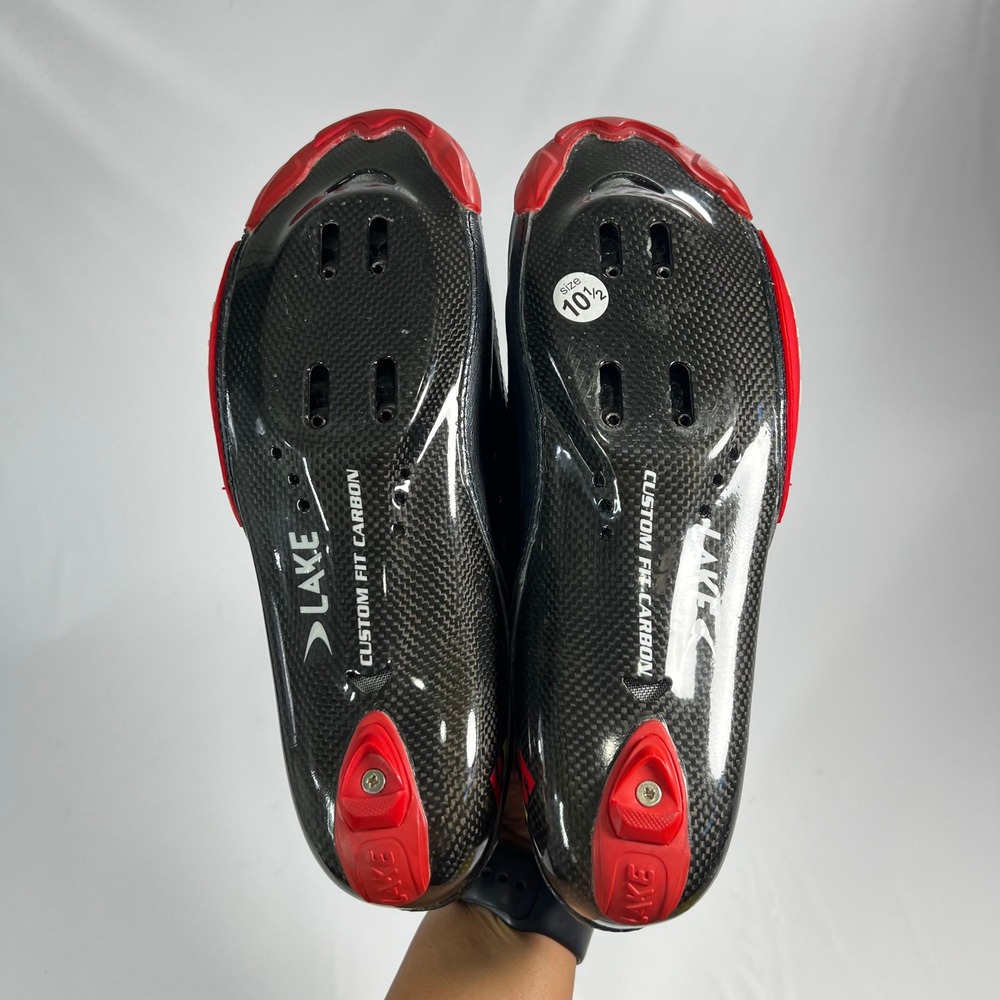 LAKE CX401 Men's Road Cycling Shoes 45 US 10.5-11 Black Silver Red Carbon BOA - Picture 9 of 11